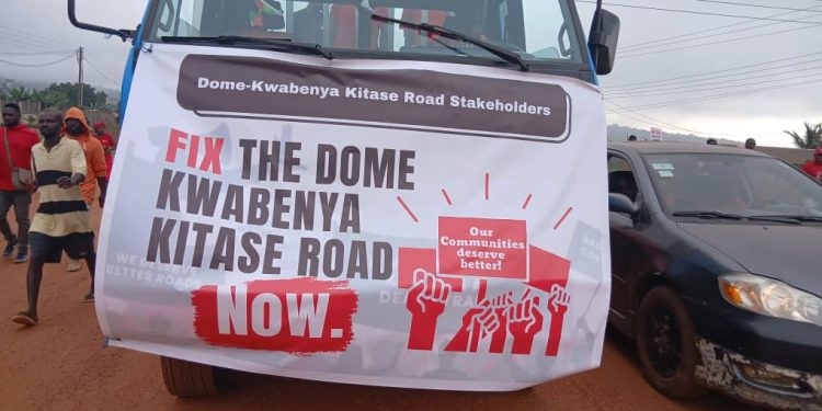 Residents take to streets over deplorable Dome-Kwabenya–Kitase road