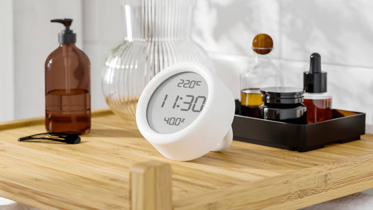 IKEA’s super-cheap bathroom gadget combines a clock, thermometer and humidity reader in one — so you can quickly check how late you are for work