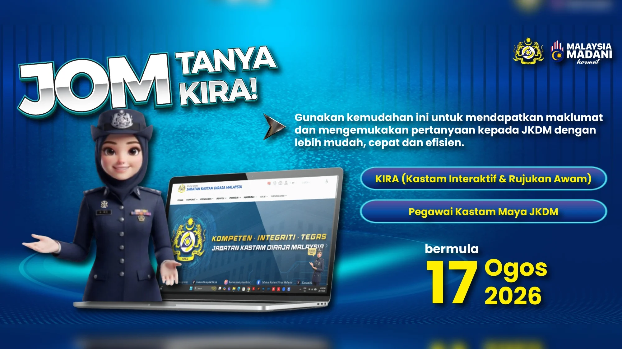 Customs Officially Launches Its New KIRA Chatbot, Live Chat Features On Its Website