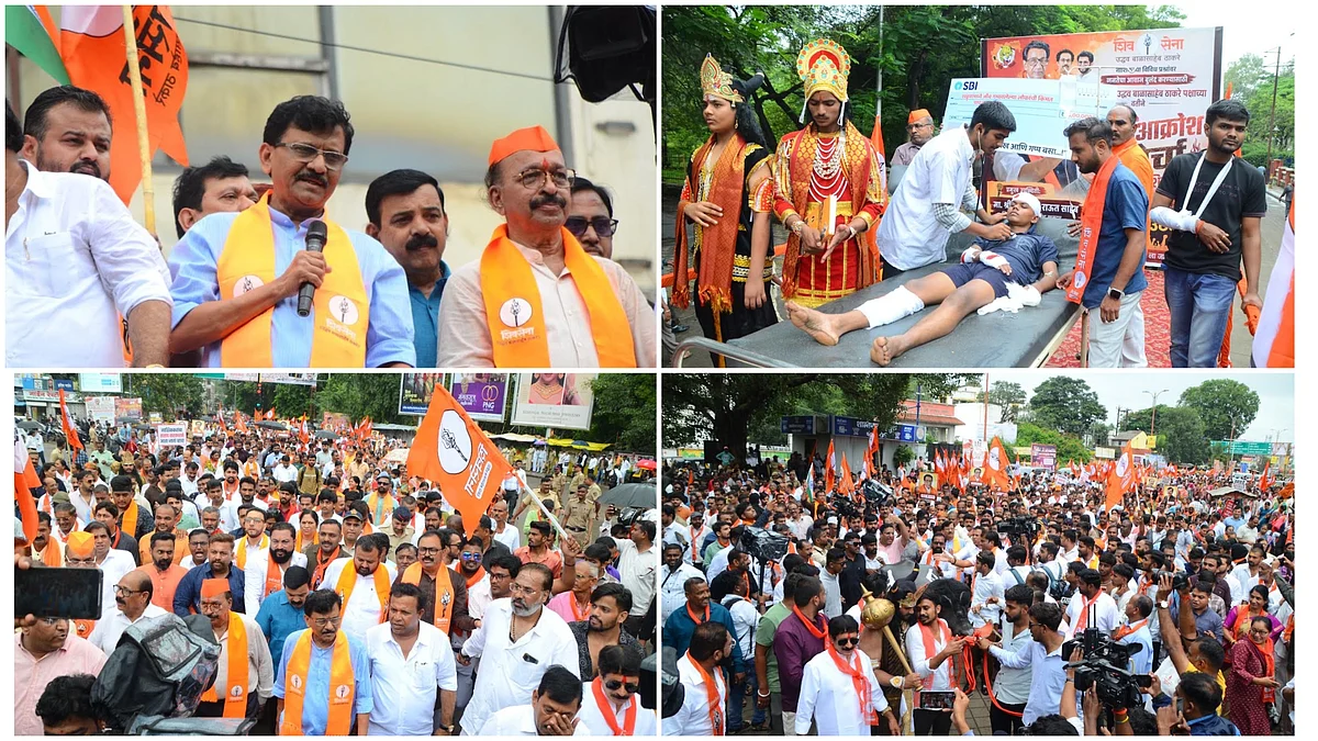 Nashik: Shiv Sena (UBT) Stages ‘Jan-Aakrosh’ March Over Potholes, Sanjay Raut Demands Municipal Commissioner’s Transfer