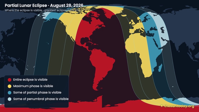 Deep partial lunar eclipse on August 27-28, 2026