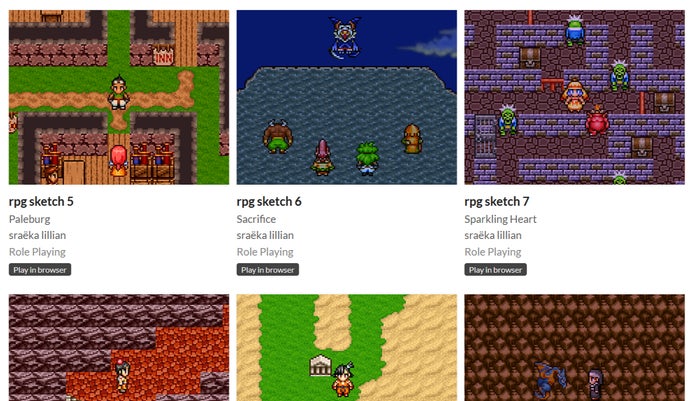 Sraëka Lillian's one-a-week RPG "sketches" are a lovely series of experiments with hoary old conventions from Final Fantasy and Dragon Quest