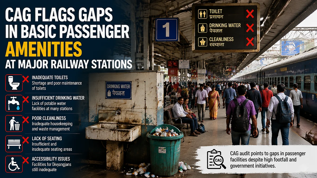 CAG Flags Gaps In Basic Passenger Amenities At Major Railway Stations; Over 89% Surveyed Stations Found Deficient