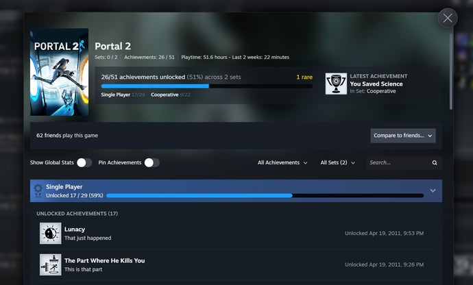 Steam's Achievement Sets beta aims to stop new content breaking your completion status
