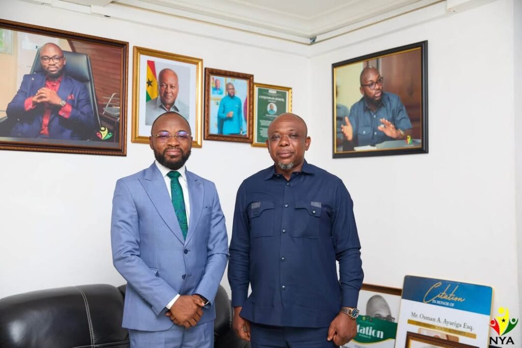 Majority Leader James Agalga visits NYA CEO Osman Ayariga to discuss issues of youth development