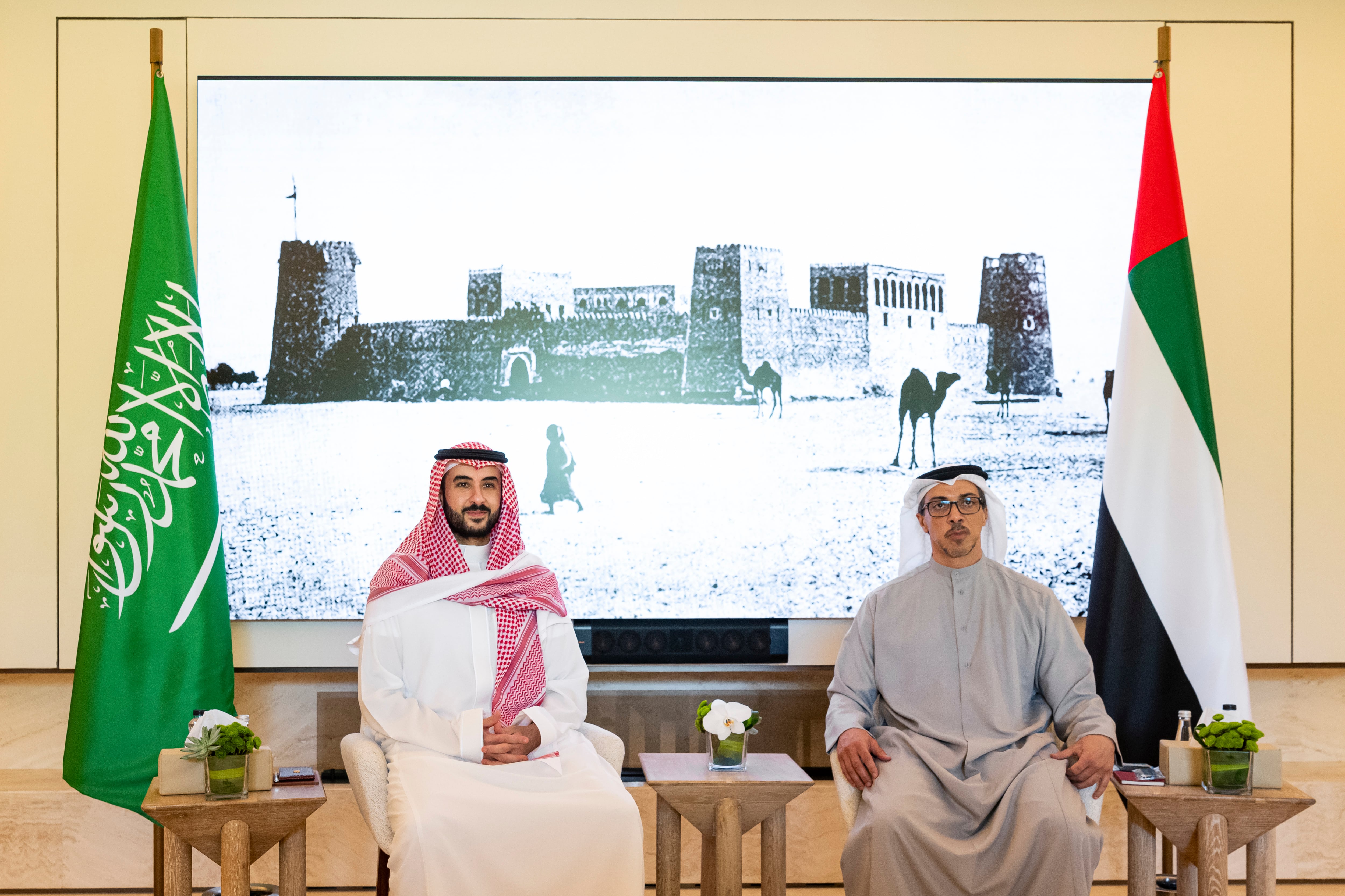 Sheikh Mansour bin Zayed meets Saudi Arabia's Minister of Defence