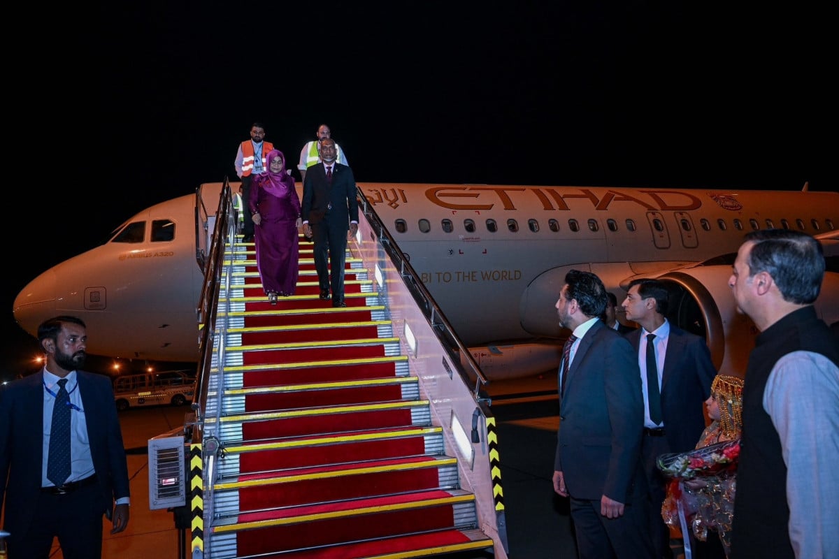 Maldives president lands in Pakistan for three-day state visit