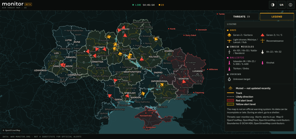 Is a Russian drone near you right now? Ukrainians have developed maps that track drones in near real time