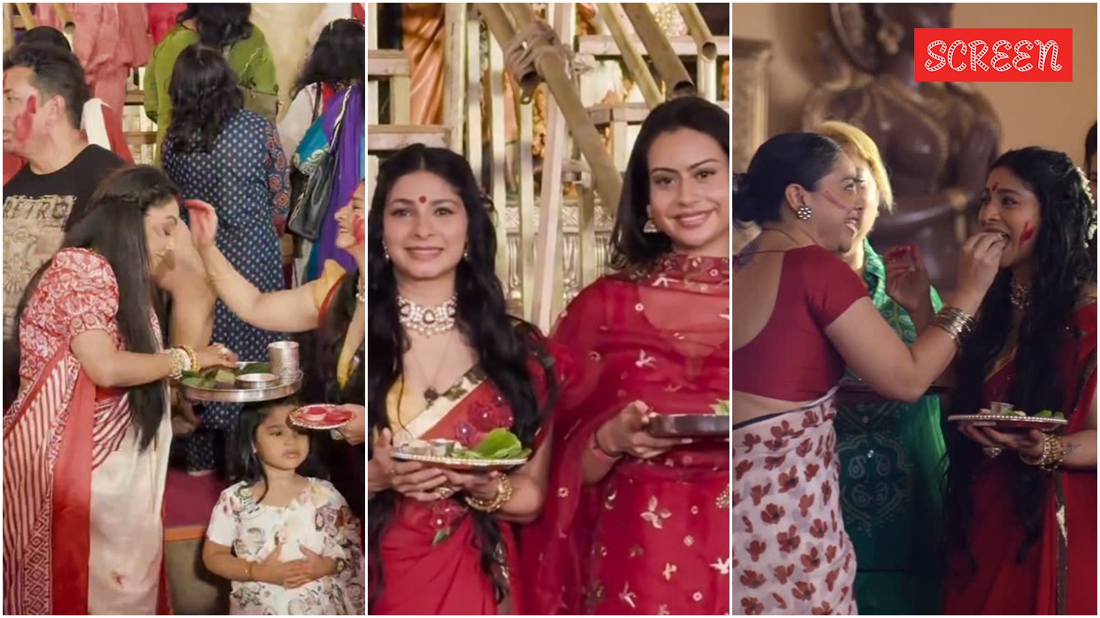 Nysa Devgan, Rupali Ganguly, Tanisha Mukerji take part in Sindoor Khela, watch videos