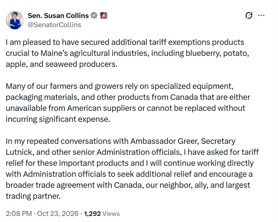 U.S. to remove 50% tariffs on some Canadian products: report