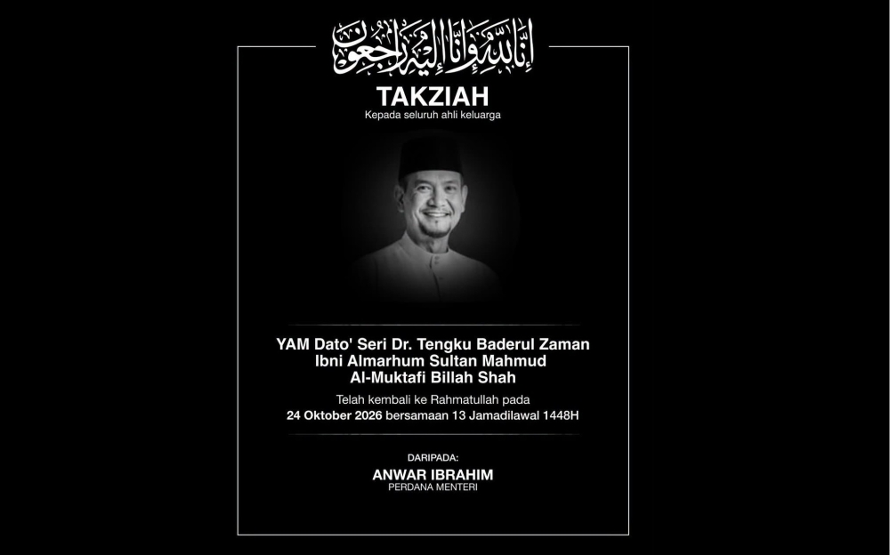 PM extends condolences to Terengganu Sultan over brother’s death