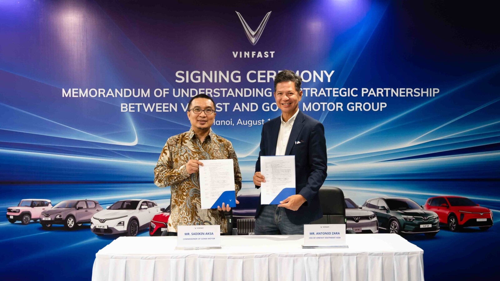 VinFast signs joint venture agreement with Gowa Motor Group