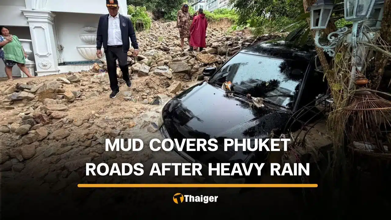 High tide and heavy rain flood roads across Phuket