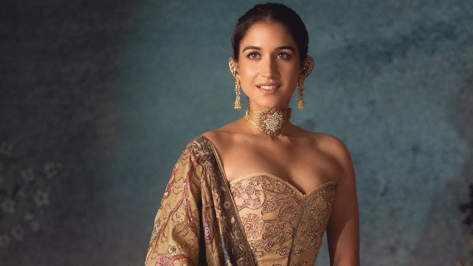 Radhika Ambani’s kalamkari ensemble features hand-painted motifs and intricate zardozi work
