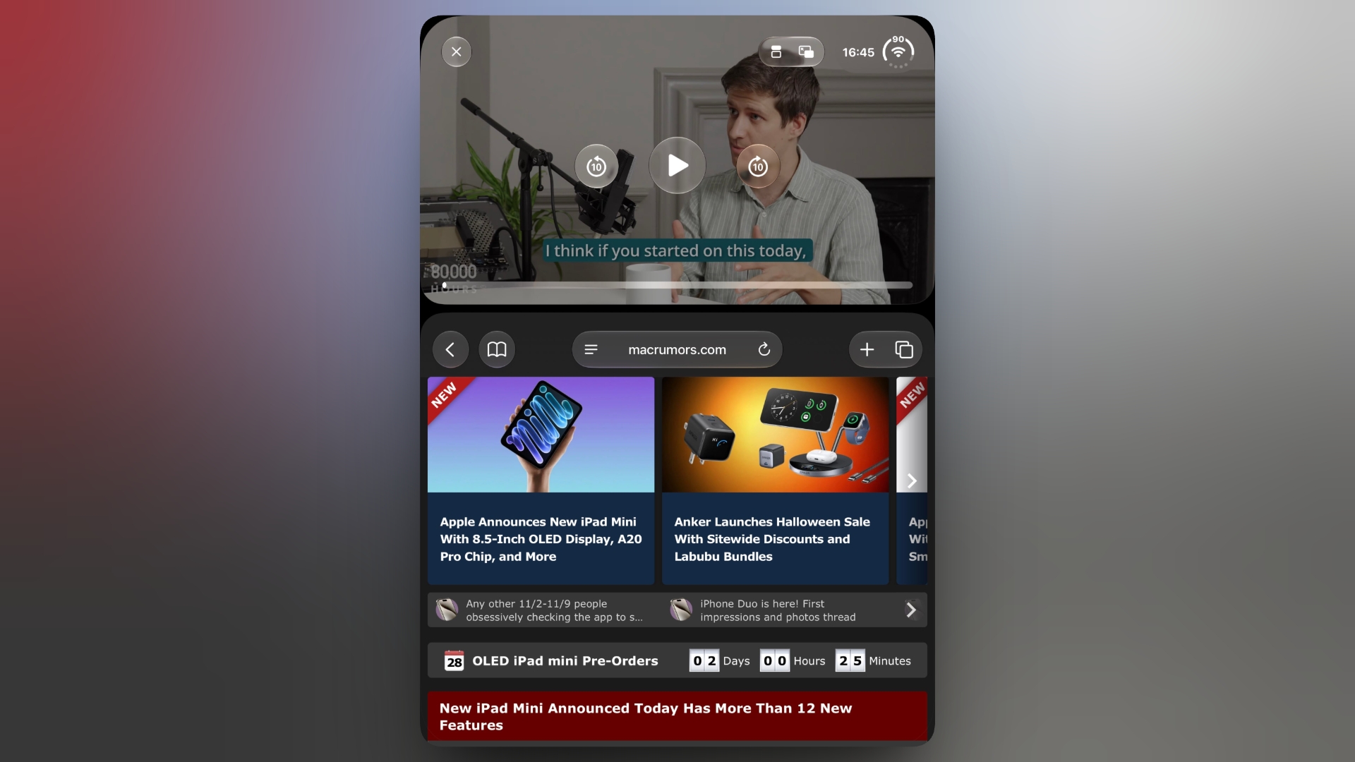 iPhone Duo: Watch Video Above an App in Portrait Mode