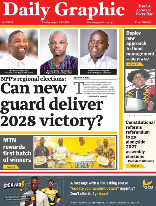 Newspaper headlines: Tuesday, August 18, 2026