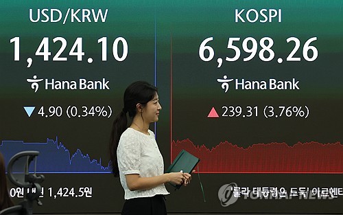 (LEAD) Seoul shares spike 3.5 pct on eased woes over Strait of Hormuz, AI