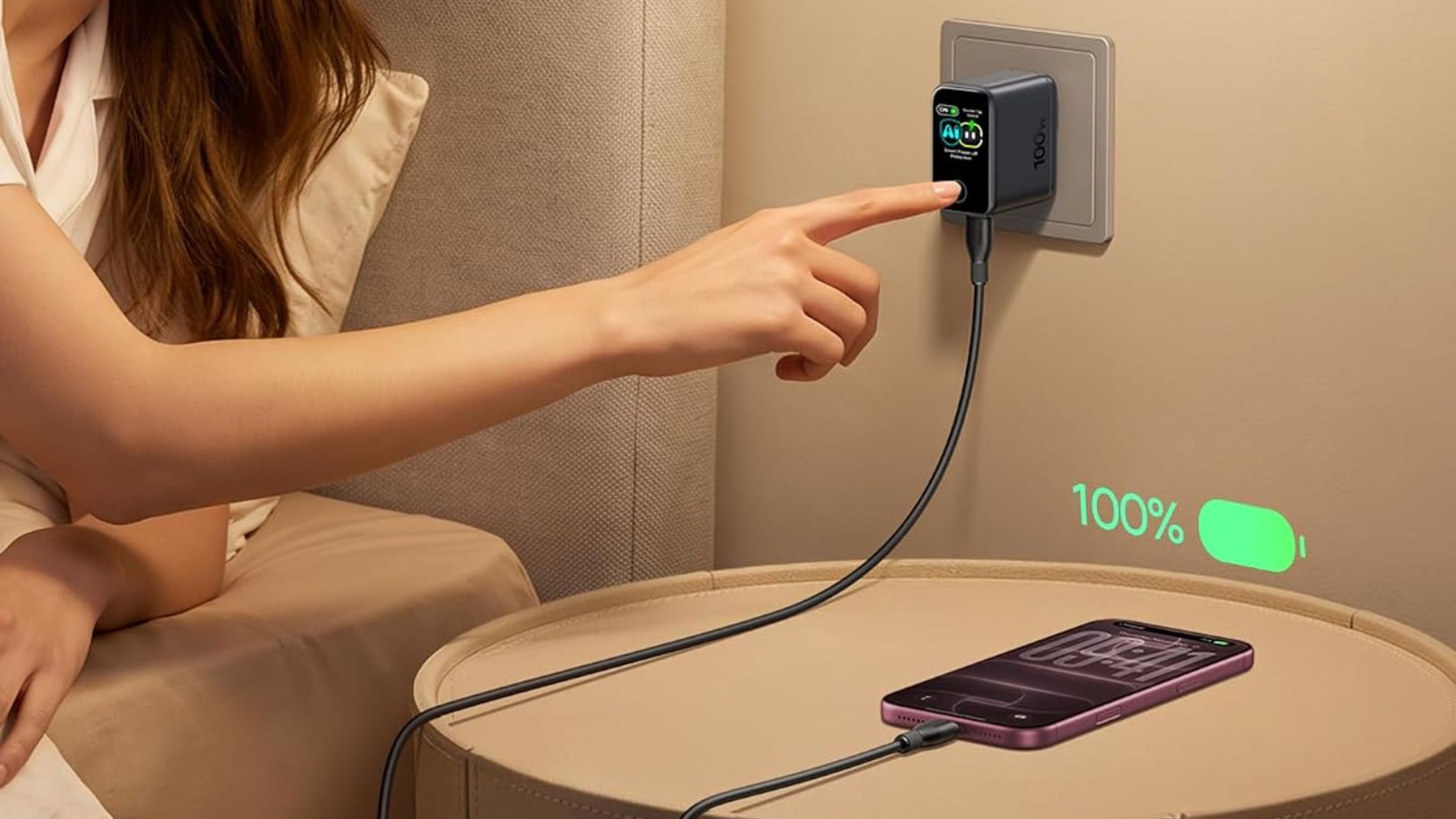 Get this 100W three-port charger with a built-in screen for just $42