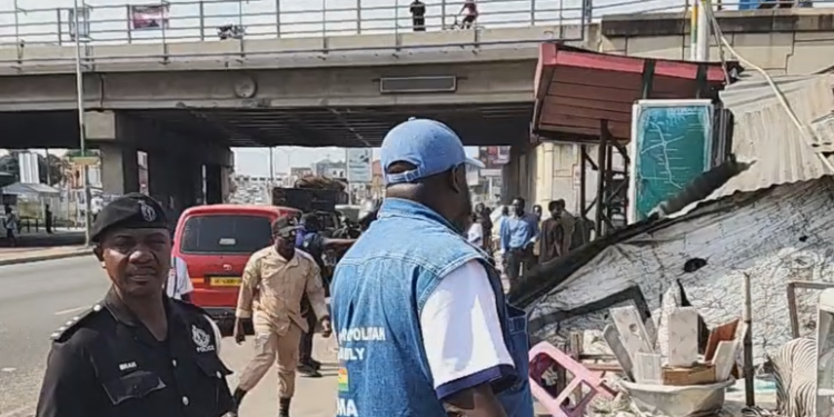 AMA clears unauthorised structures at Achimota New Overhead (Video)
