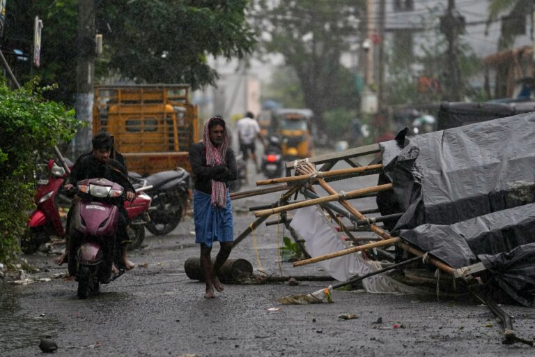 Cyclone batters India’s eastern coast, killing 3 and damaging homes and farmland