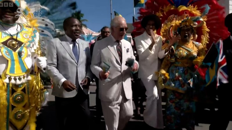 King Charles gets into the groove in Bahamas