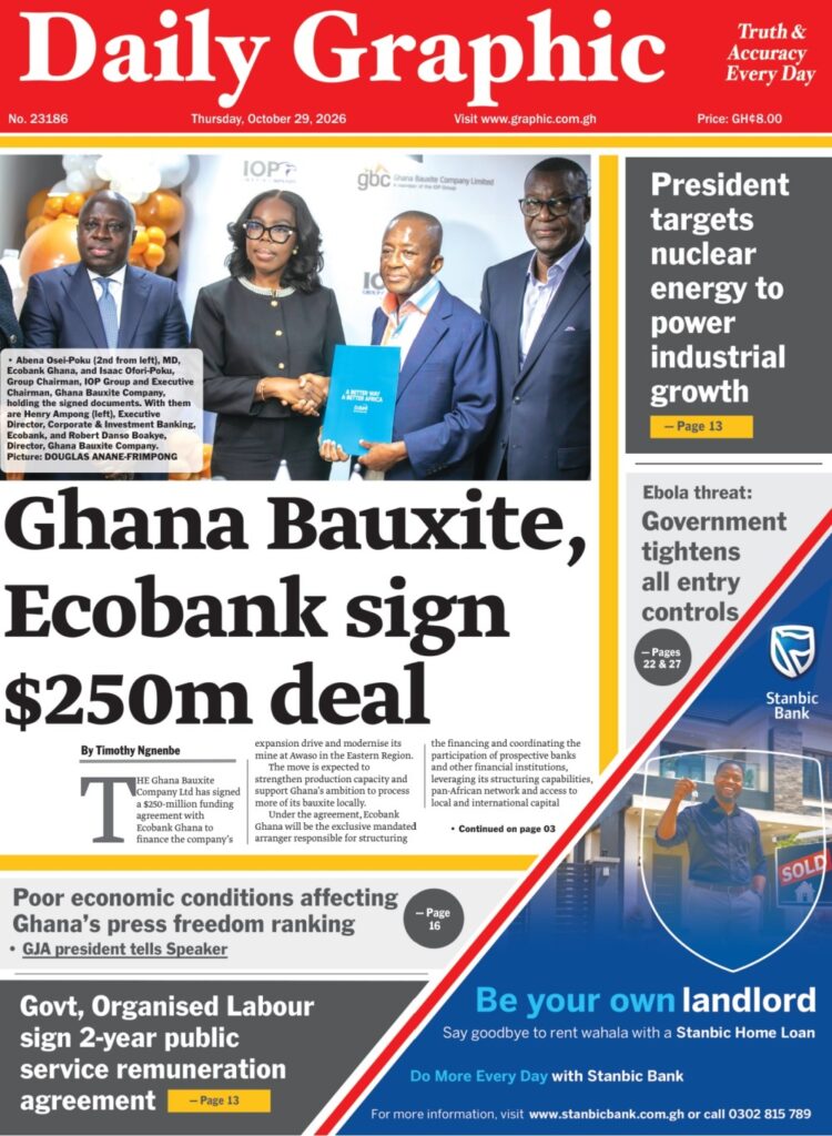 Newspaper headlines: Thursday, October 29, 2026