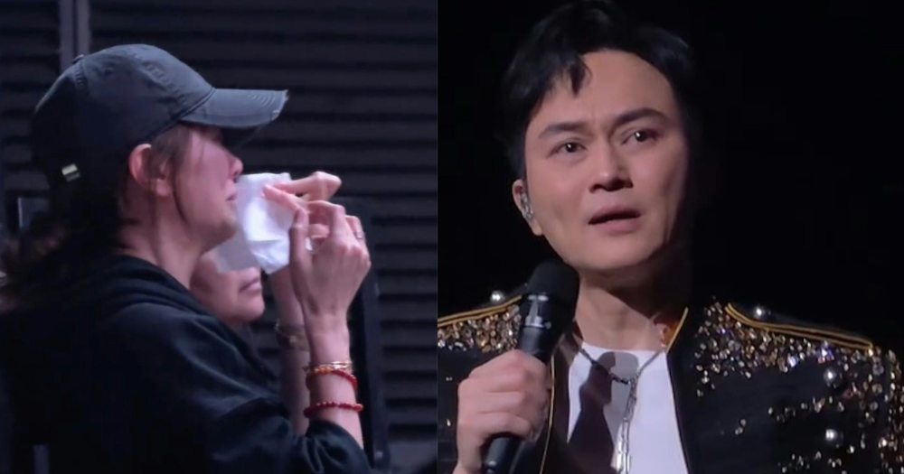 Julian Cheung breaks down in tears at concert over loss of friend, wife Anita Yuen tears up as well