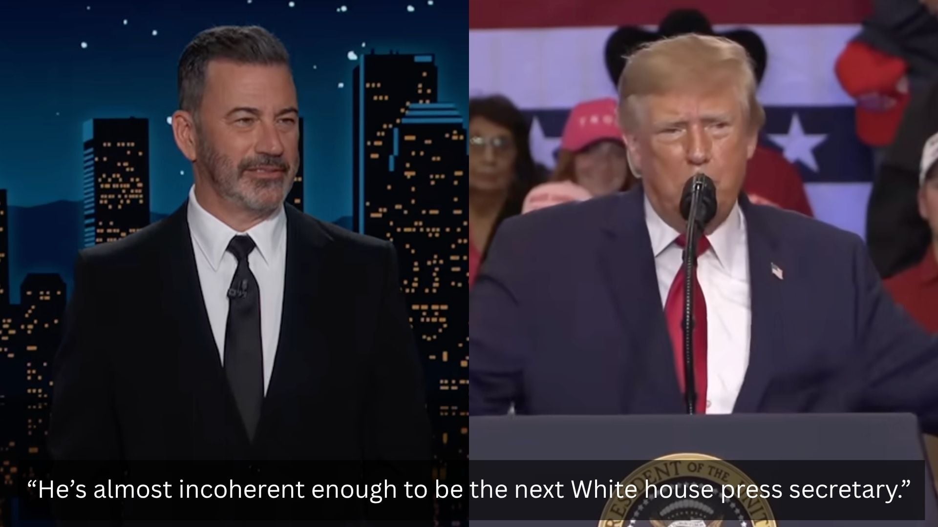Jimmy Kimmel hits Trump with a montage of his most incoherent rally moments