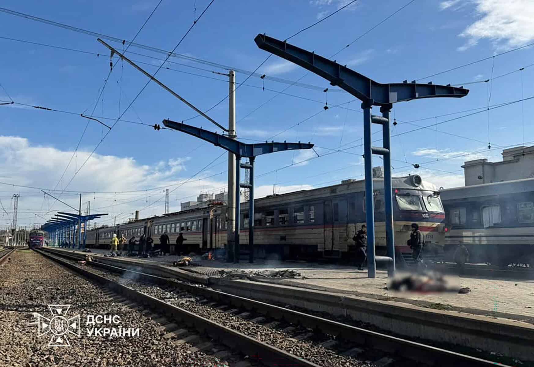 ‘Horrific’ Russian drone strike kills 14 at Ukraine train station