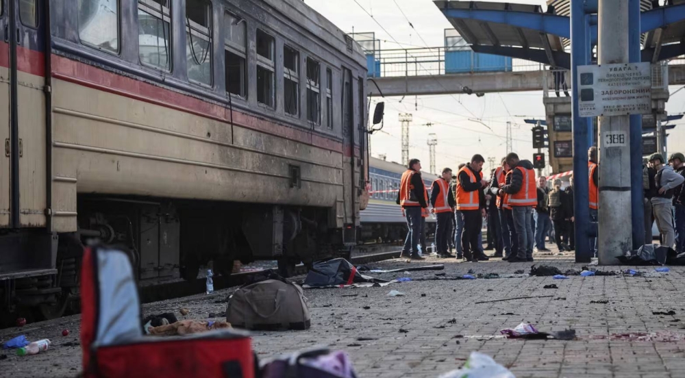 Russian drone strike on Ukraine train station kills at least 14