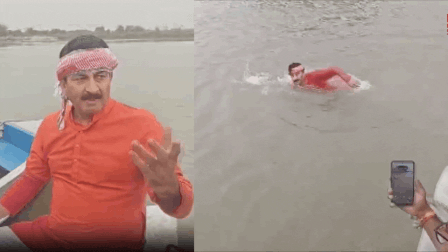 BJP MP Manoj Tiwari swims in Yamuna to give ‘clean’ message