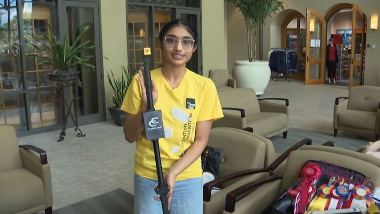 Teen builds AI-powered cane that describes surroundings and can call for help