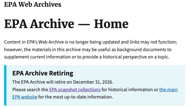 The EPA is quietly killing its web archive