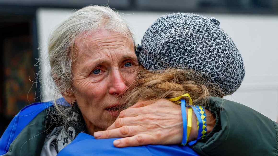 Evacuees from Russian-occupied city arrive in Ukraine