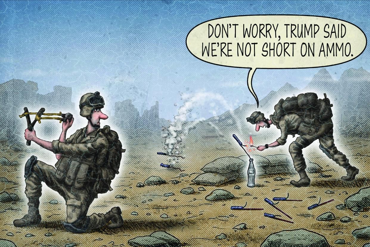 Soldiers improvise weapons amid ammo shortages