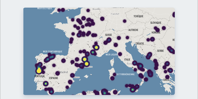 Visualize the full extent of wildfires across Europe in recent weeks