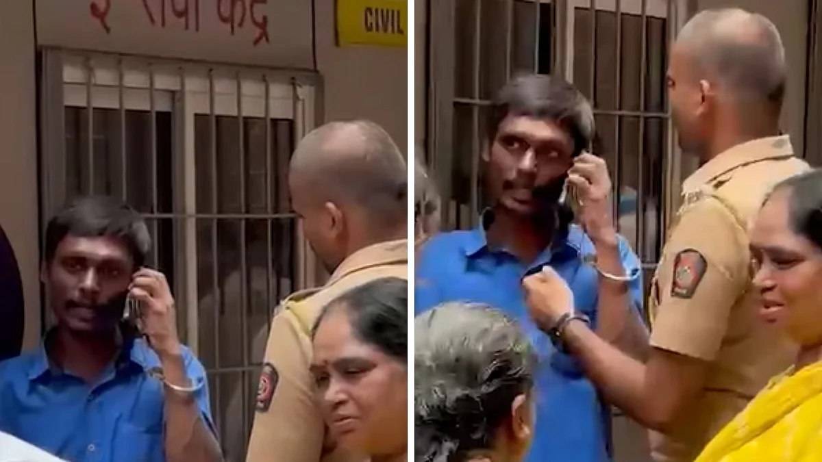 Viral Video Shows Handcuffed Accused Seen Using Mobile Phone Inside Mumbai Court Premises In Police Presence; Sparks Row