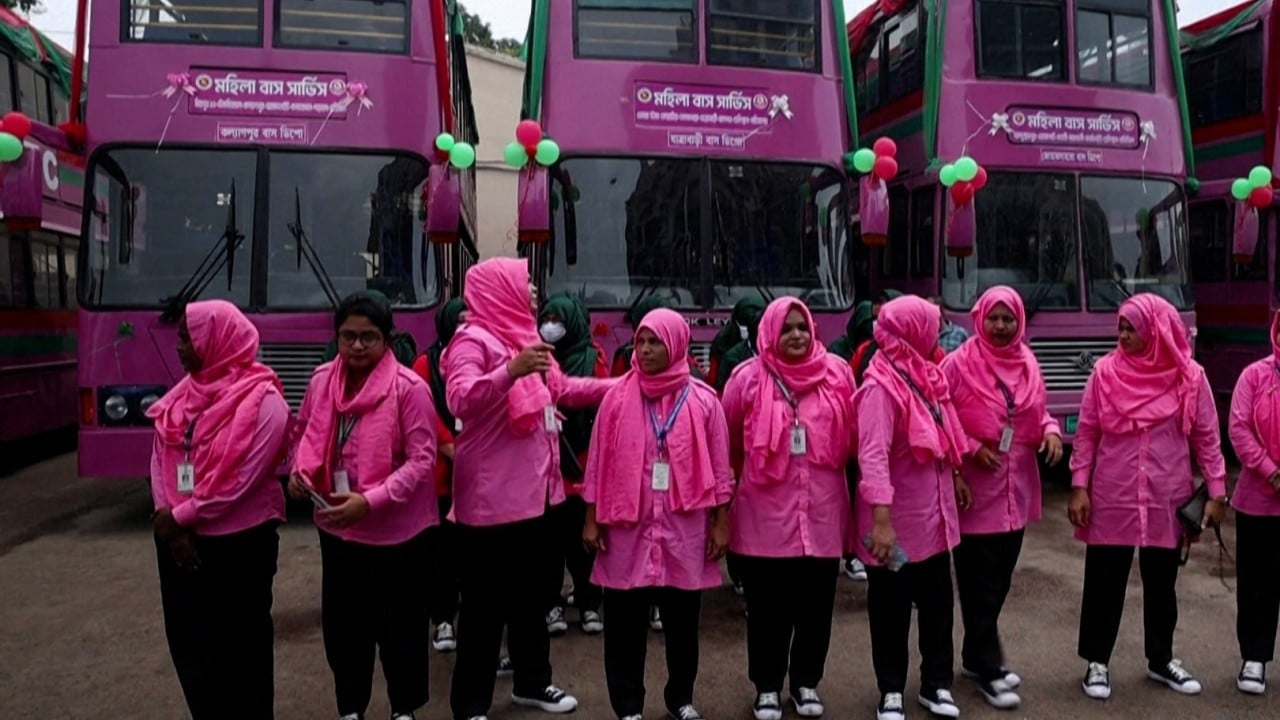 Bangladesh launches women-only Pink Bus service in Dhaka