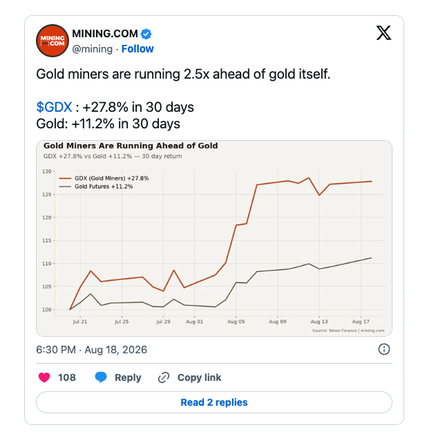 Gold, silver, miners surge as Treasury doubles buybacks
