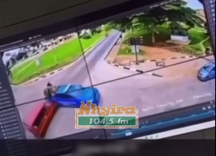 CCTV footage of moment trotro crashes into police pickup on KNUST campus [Watch]