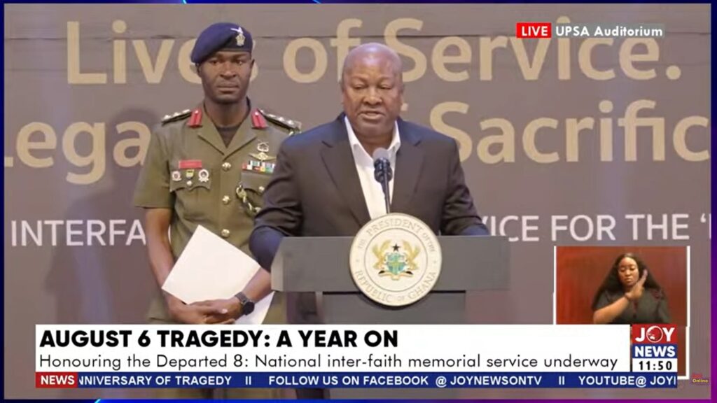 “No ceremony can replace their voices” — Mahama consoles families of departed eight