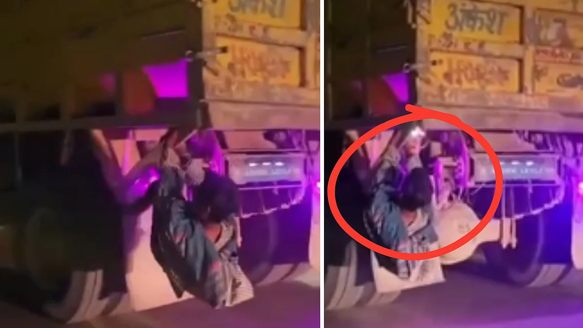 Gwalior Youth Imitates Spiderman, Hangs Behind Speeding Dumper For Instagram Reel— Viral Video