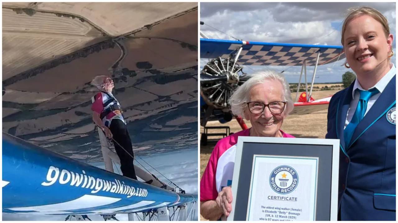 97-year-old Betty Bromage breaks own record as oldest female wing walker
