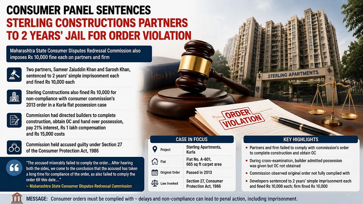Mumbai Consumer Commission Sentences Sterling Constructions Partners To 2 Years In Jail For Order Non-Compliance