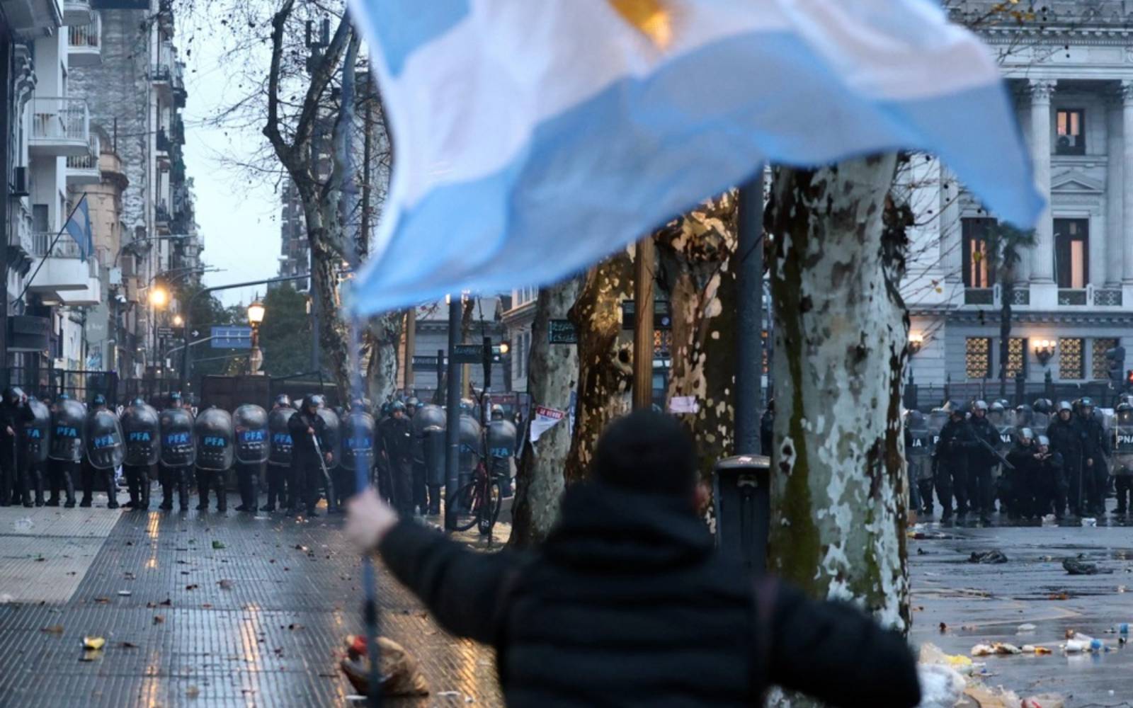 Clashes with police erupt as Argentines protest property bill