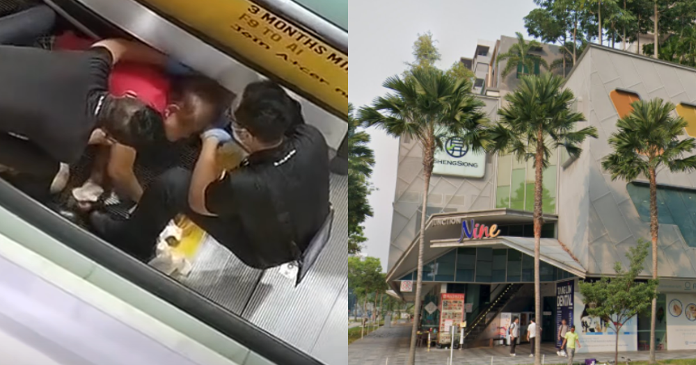 Elderly woman injured after falling on escalator at Yishun’s Junction 9, sent to hospital
