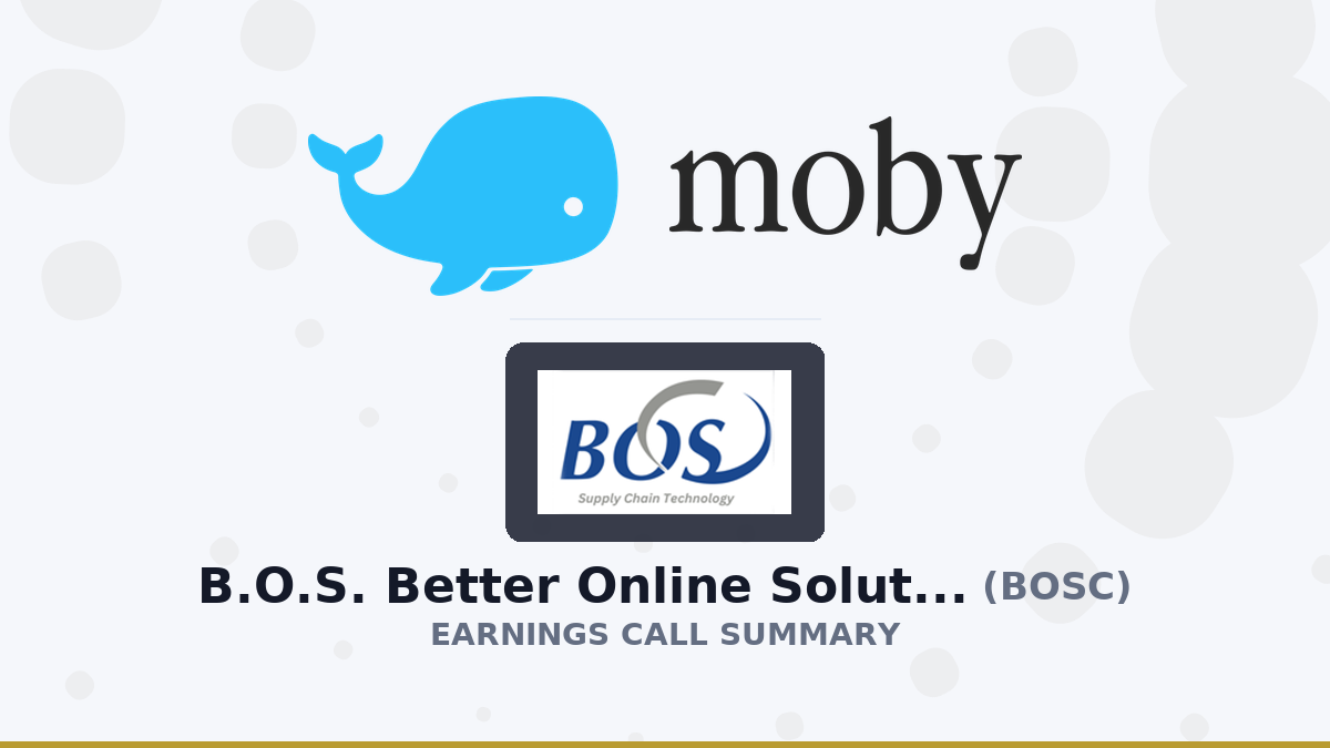 B.O.S. Better Online Solutions Ltd. Q2 2026 Earnings Call Summary