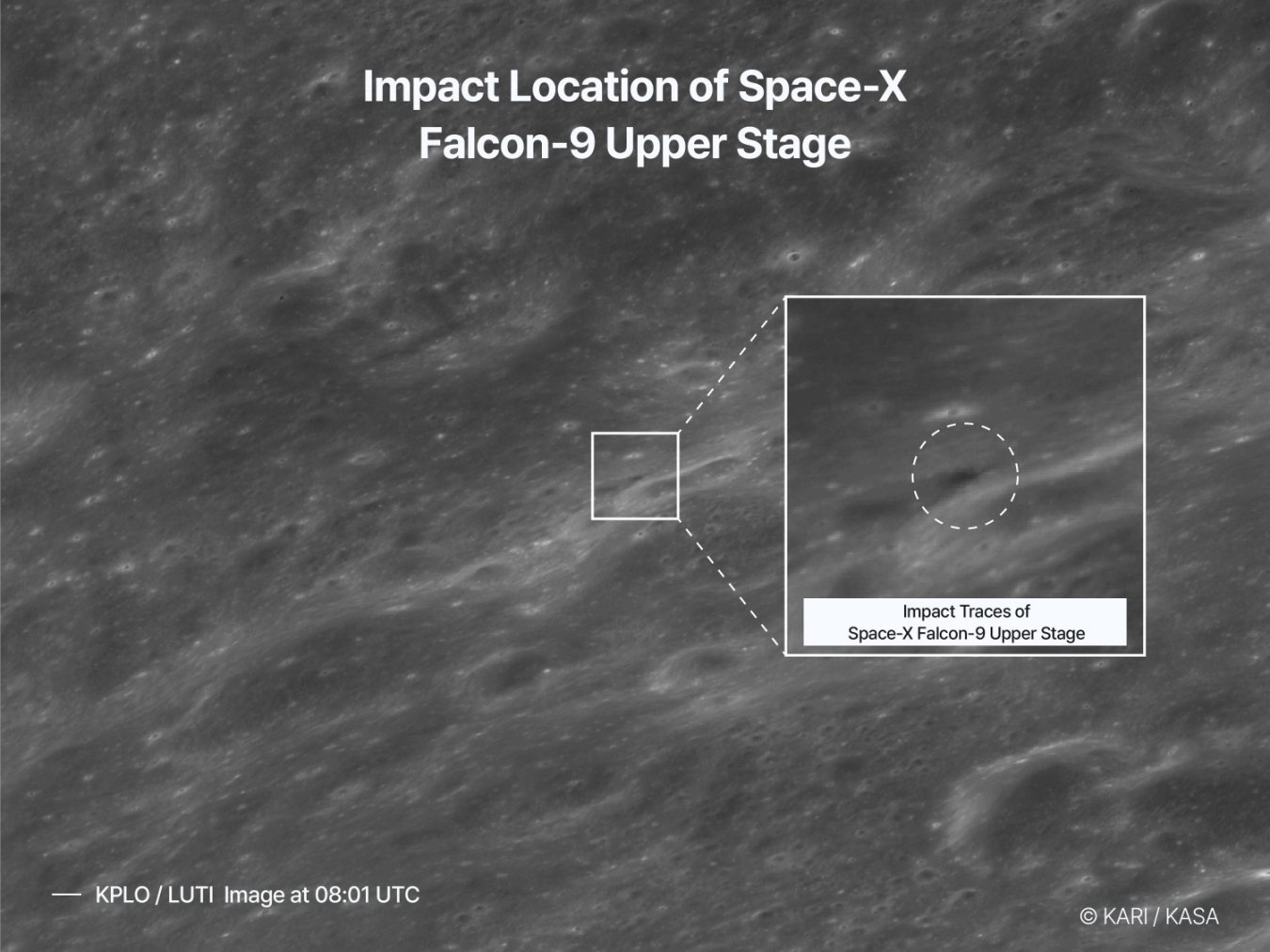 SpaceX crash site on moon revealed by South Korean orbiter