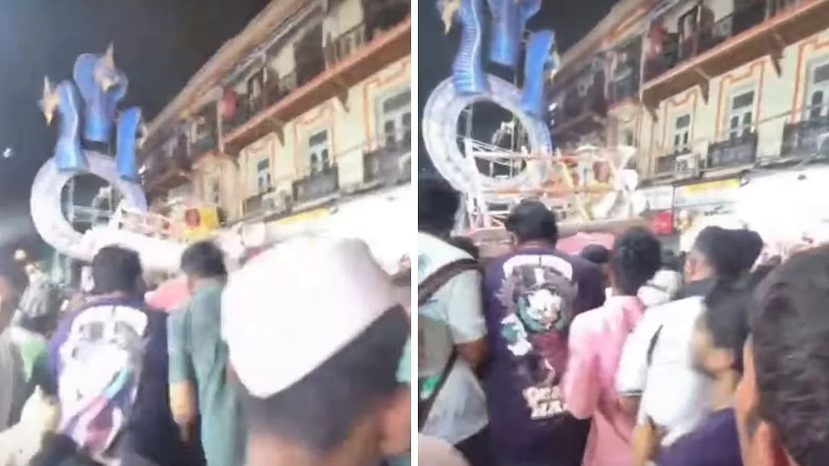 VIDEO: Panic, Chaos As Ganesh Idol Falls On Devotees During Bhuleshwarcha Raja Procession In Mumbai; 2 Dead, 5 Injured