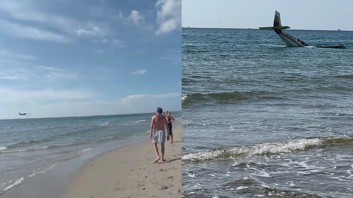 WATCH! Small Twin-Engine Aircraft Crashes Into Atlantic Ocean Off Boca Raton Florida Coast; Pilot Rescued